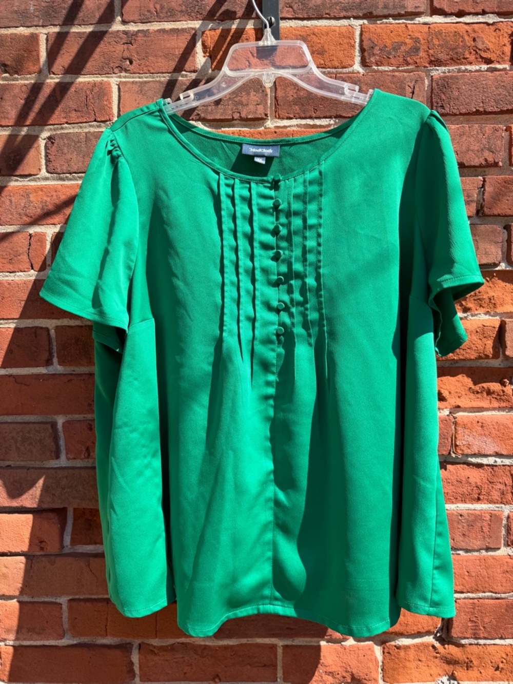 ModCloth Emerald Green Pintuck Front Blouse